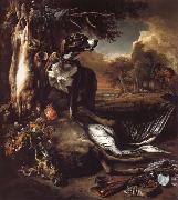 Jan Weenix A Deerhound with Dead Game and Implements of the Chase oil painting reproduction